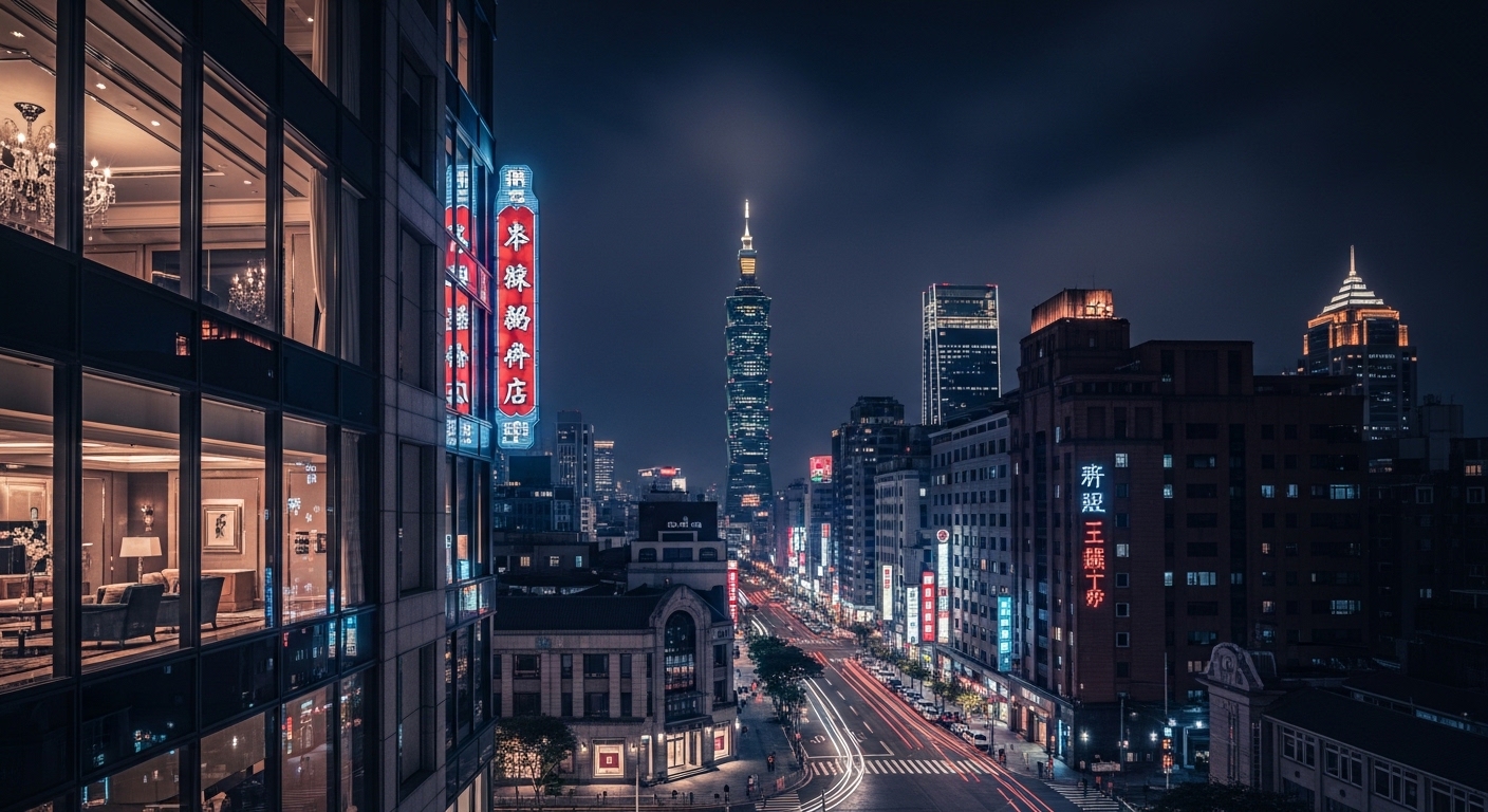 林森北酒店夜景與條通文化綜合視角，夜色與霓虹交織