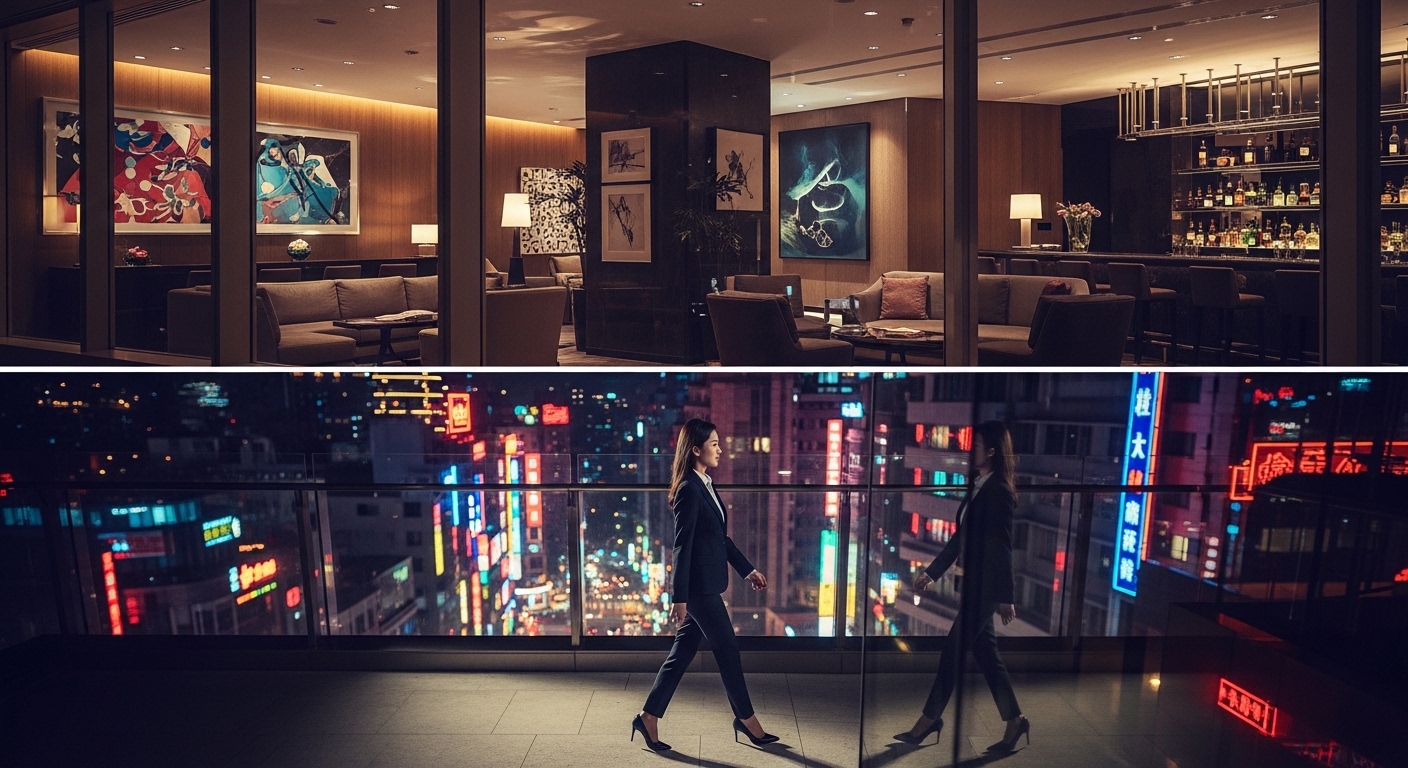 養客工作場景：台北夜景與酒店專業形象
