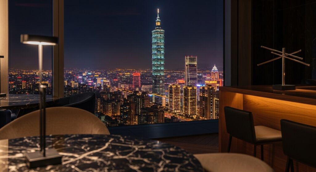 唯美酒店經紀產業專業場景示意，夜城與培訓氛圍，展現專業與成長方向