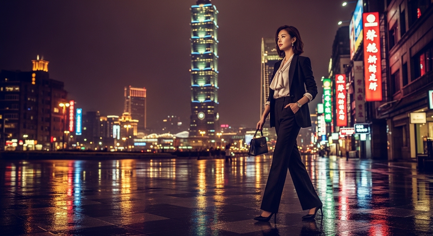 酒店經紀產業在夜晚台北的專業工作氛圍，女性職涯指引