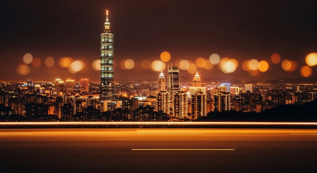 酒店存款與年存規劃的夜景意象，適合女性職涯讀者的專業視覺素材