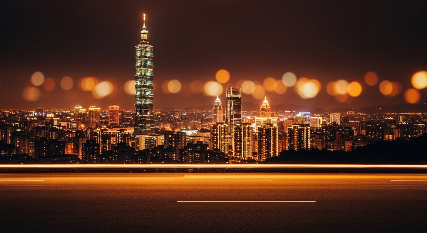 酒店存款與年存規劃的夜景意象，適合女性職涯讀者的專業視覺素材