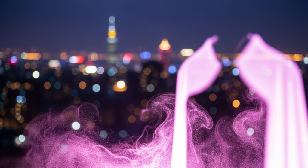 酒店香水在夜間台北城市風景中的專業形象示意