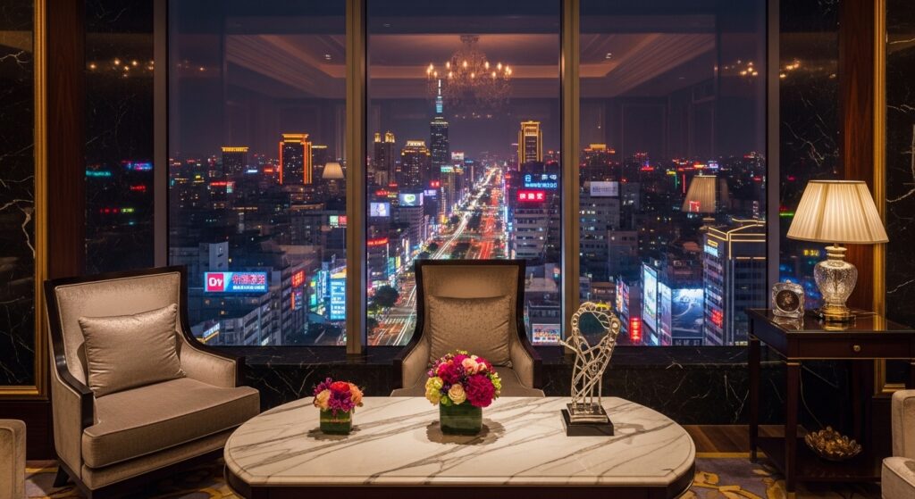 年終酒店旺季時的專業經紀場景，展現專業與保護意識