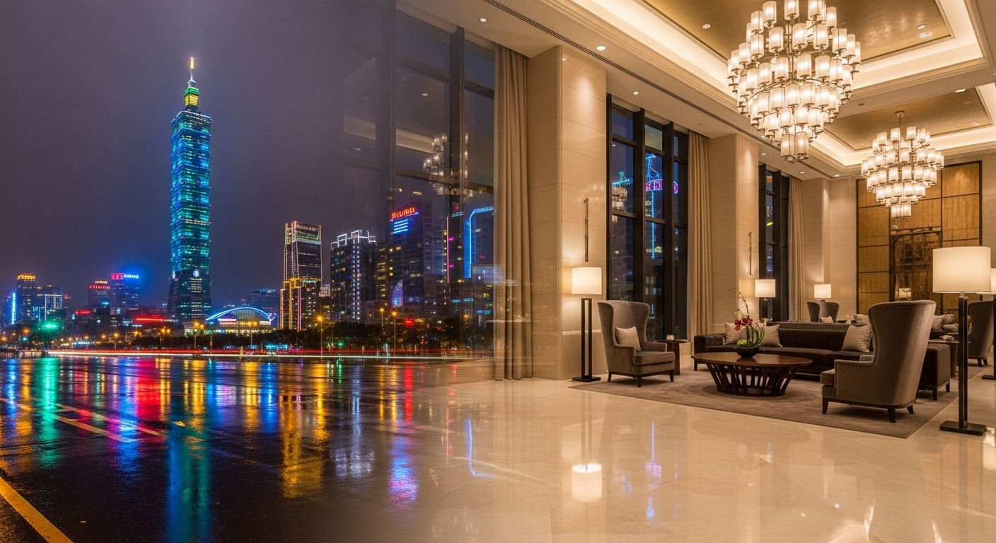 夜間城市風景與酒店開單主題的高級氛圍