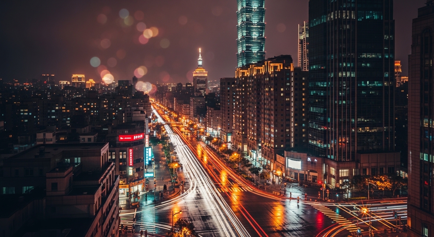 夜景中的酒店問題相關情境，唯美專業風格的夜晚城市景觀