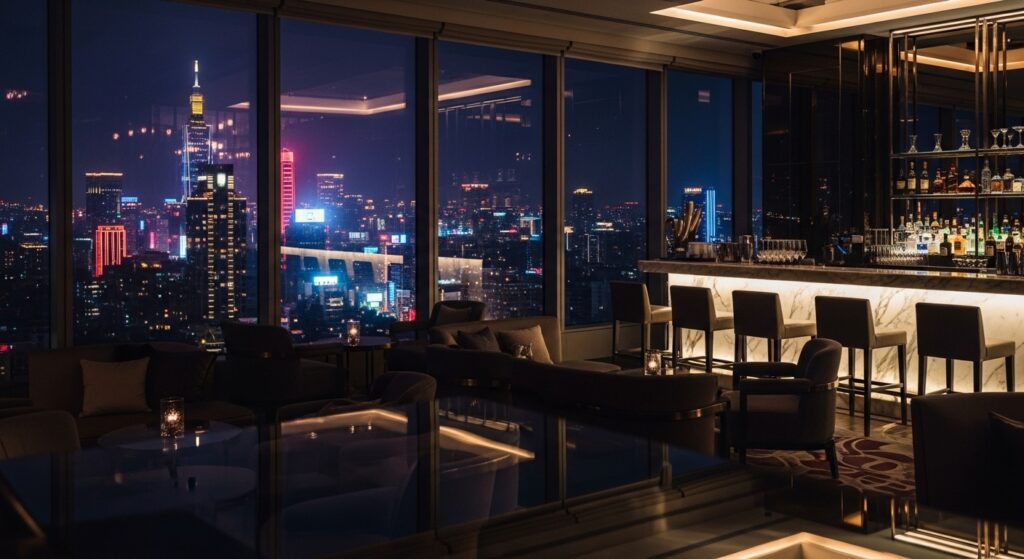 夜生活場景展現酒店聊天技巧與專業姿態