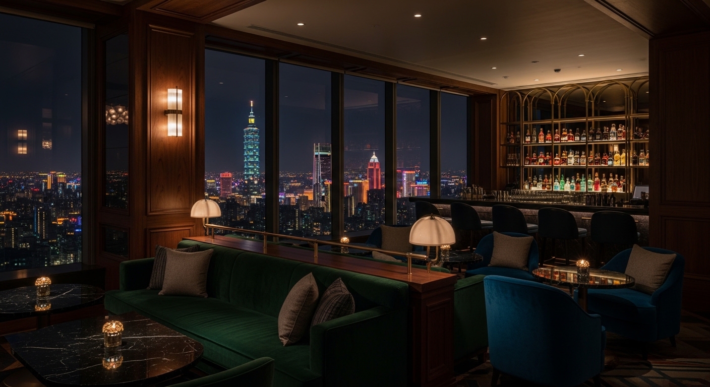 寒假酒店 夜間城市天際線與燈光風景