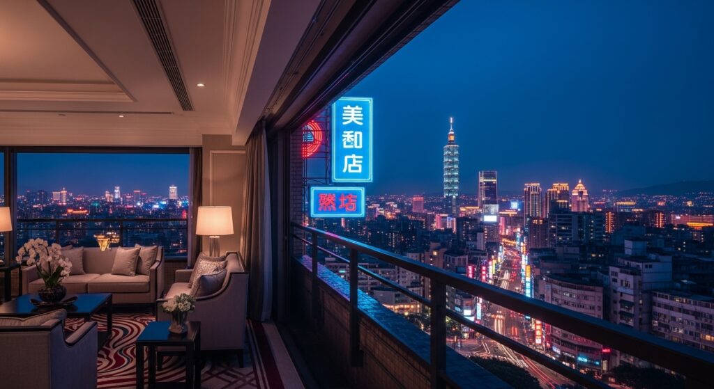 酒店無經驗新手在城市夜景中的學習成長視覺