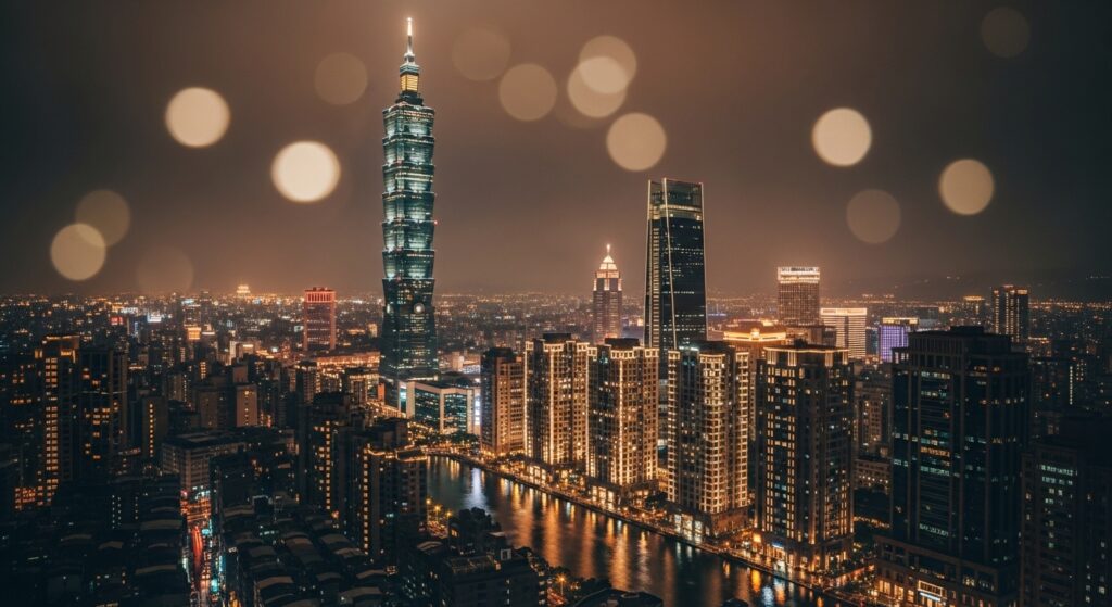 酒店經紀專業形象：夜間台北城市景觀與現代風格