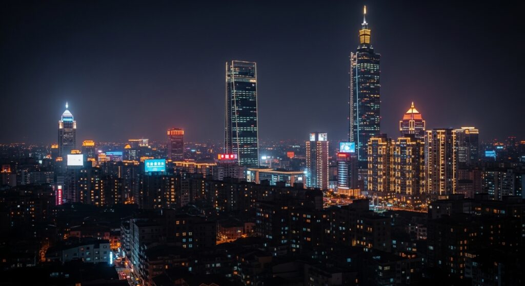 酒店帳目對不上情境的專業討論，夜間都市光影背景