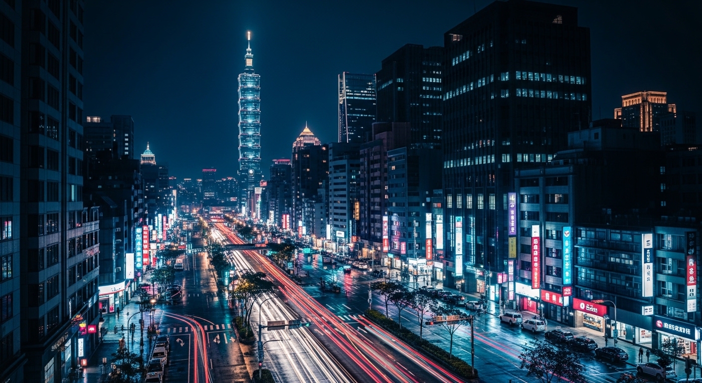 夜晚台北城巿夜景與酒店經紀專業形象的視覺呈現