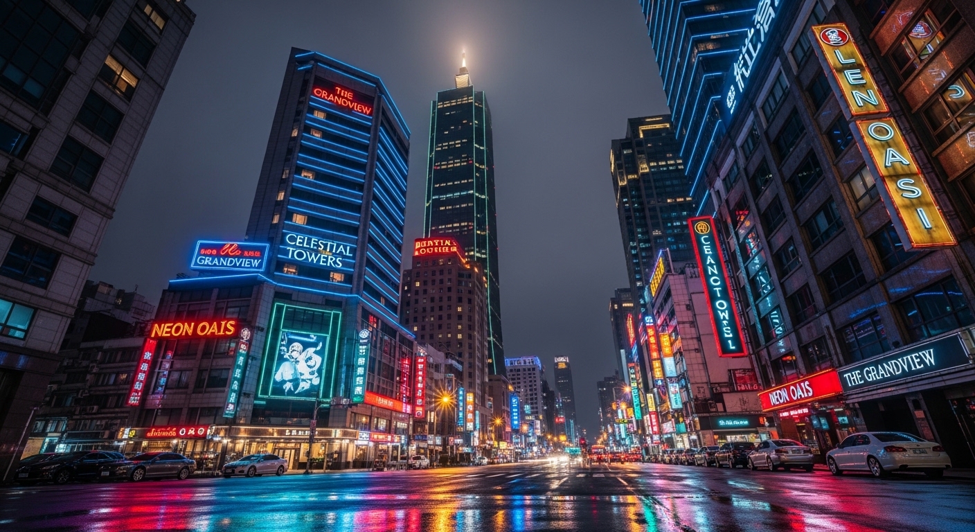 連假酒店夜間景觀與客流變化示意