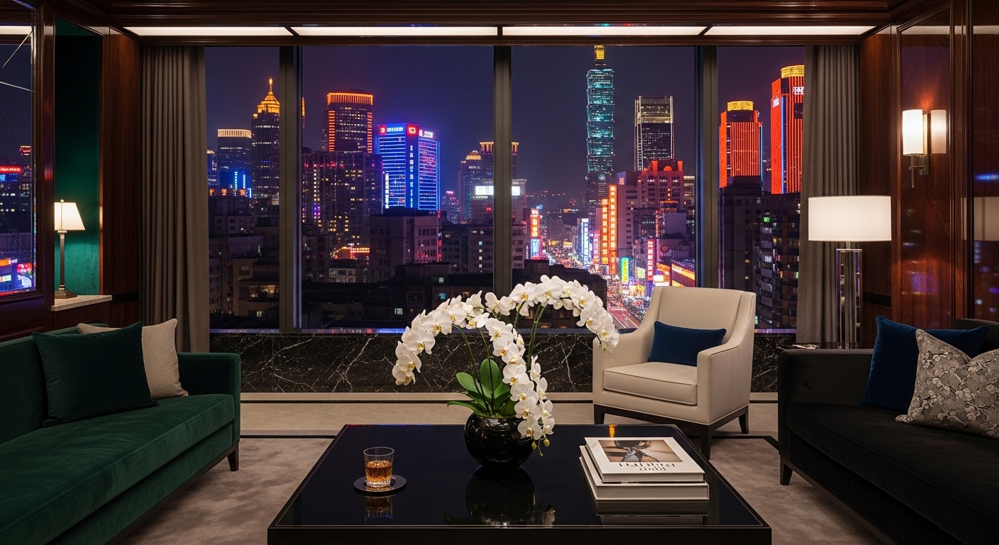 酒店房地產夜景與商務風格意象