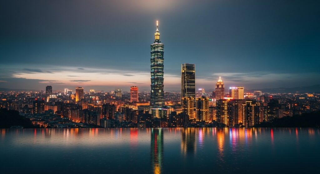 高檔酒店夜景與專業氛圍的工作場域示意，突出高端風格