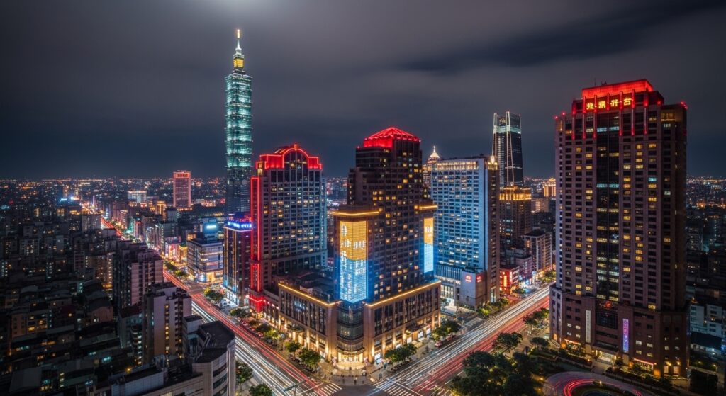 酒店勞健保 專業諮詢風格影像，台北夜景氛圍