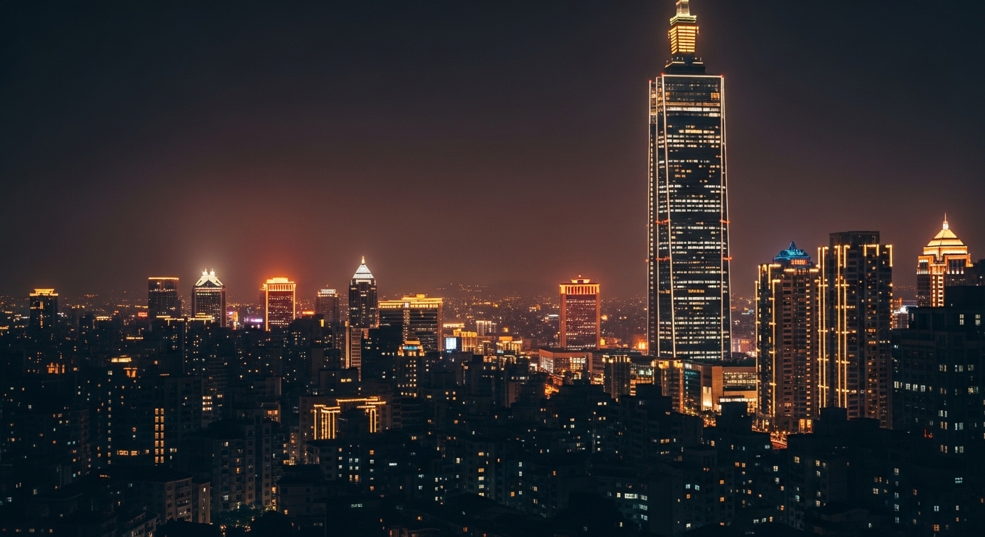 唯美酒店經紀：夜晚台北城景與專業職場形象