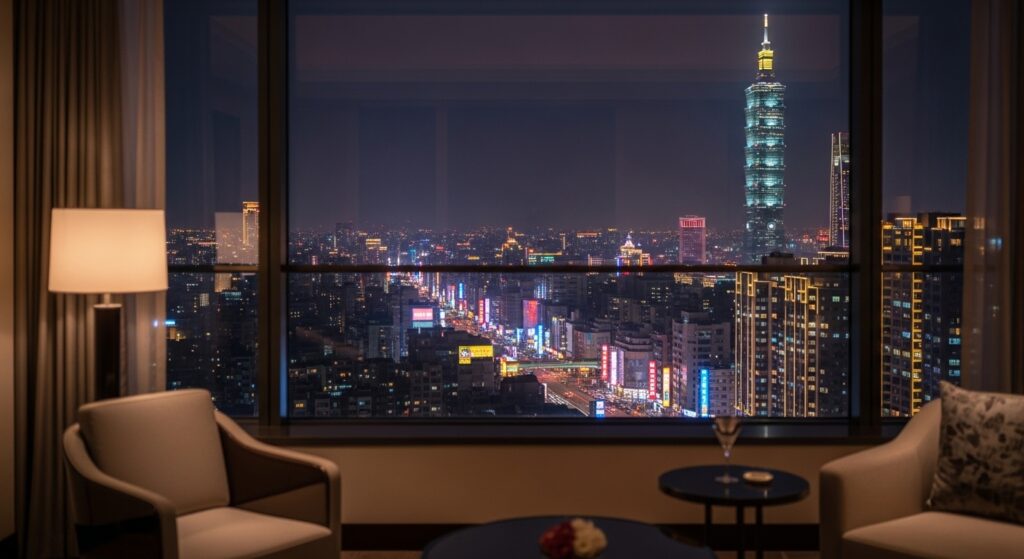 酒店推薦實務場景：唯美專業場景夜景版，夜間台北風貌