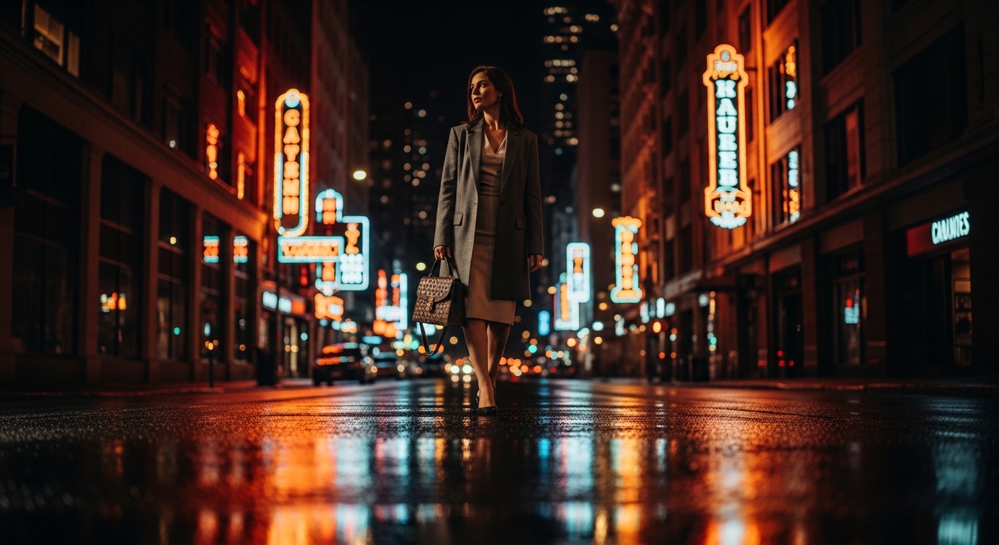 酒店肢體語言講解示意圖，夜景背景，展現眼神、坐姿、手勢要點