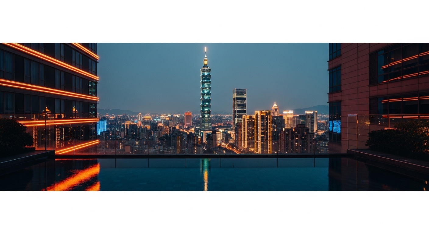 酒店經紀產業實務觀察圖像，夜景與專業氛圍