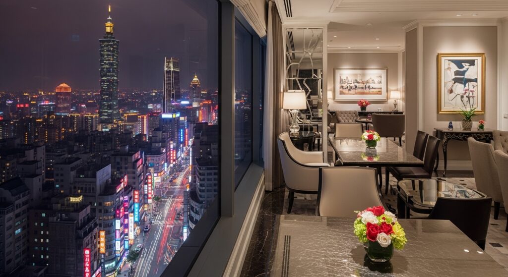 過年酒店工作情境示意圖，專業女性在夜間工作場景