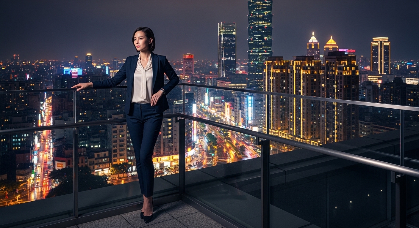 酒店懷孕相關職場風格示意圖，呈現專業女性在夜間工作環境中的應對與權益